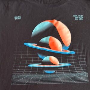 Mens Graphic Black T-Shirt with Planetary Design